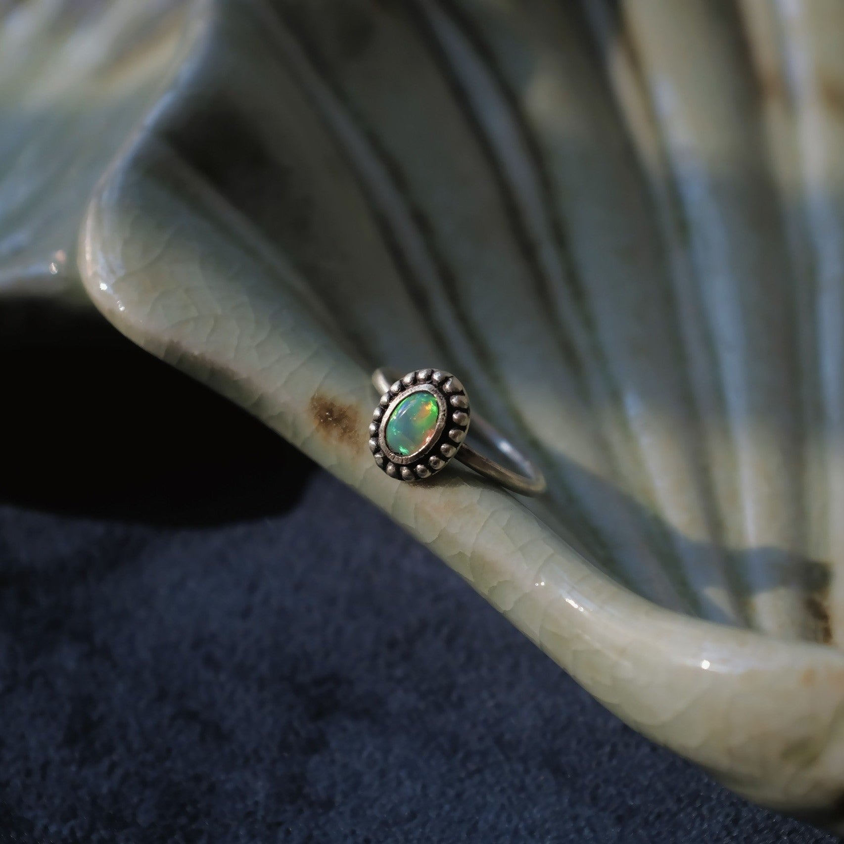 Boho Opal Silver Ring