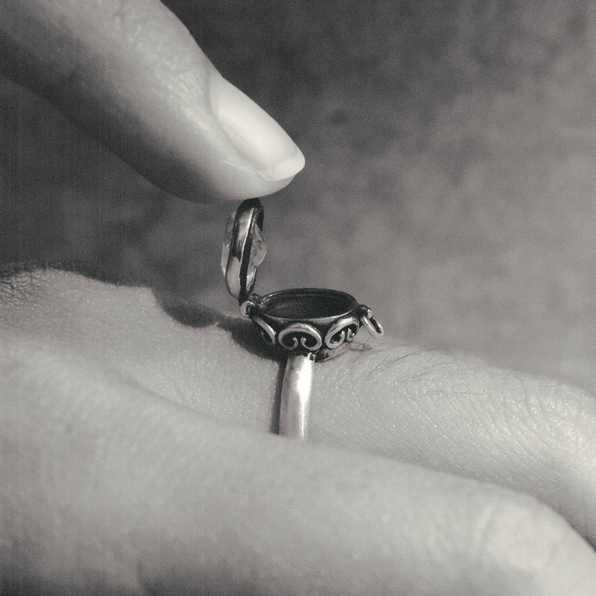 Oval Locket Moonstone Silver Ring
