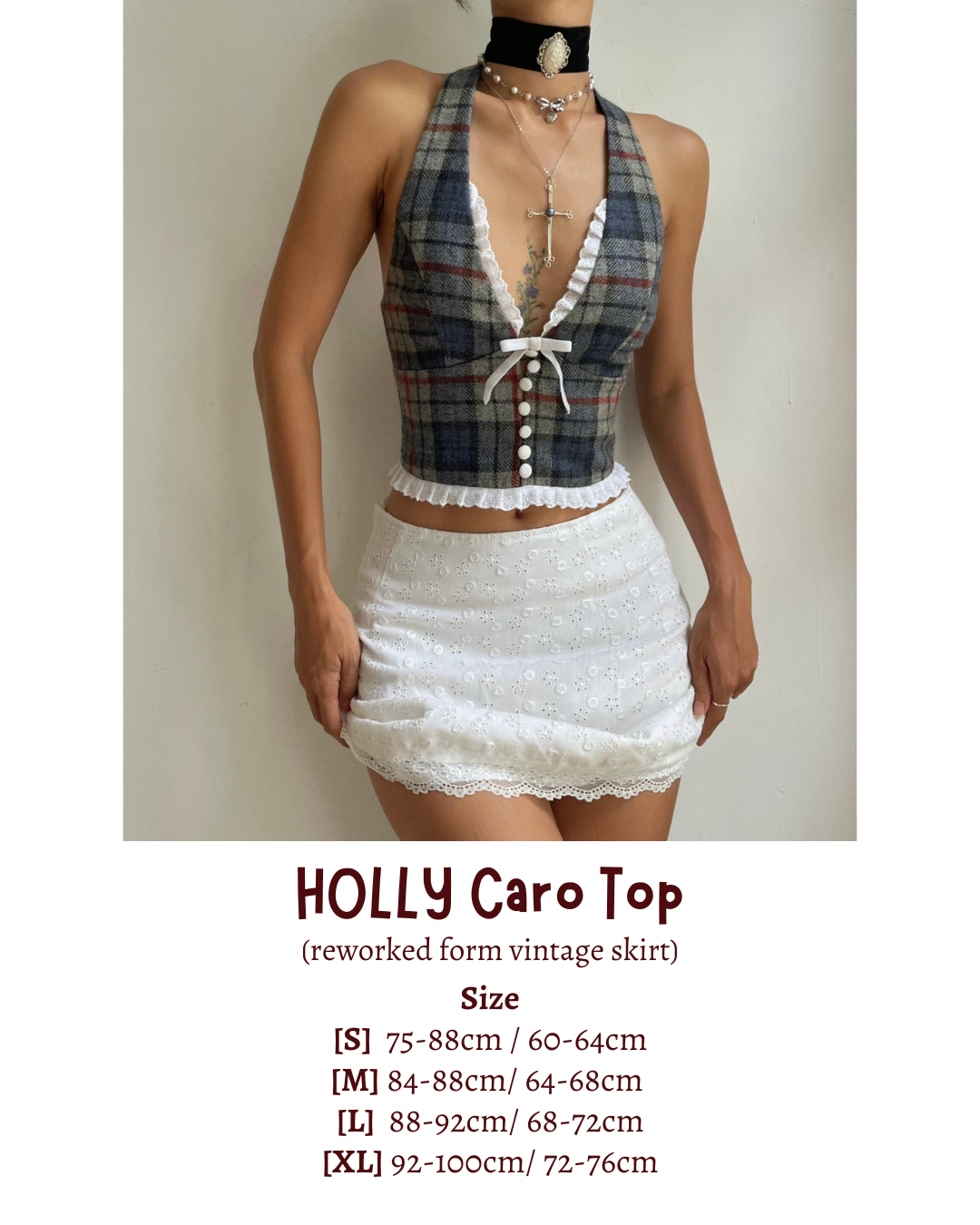 "HOLLY" TOP IN CARO PATTERN