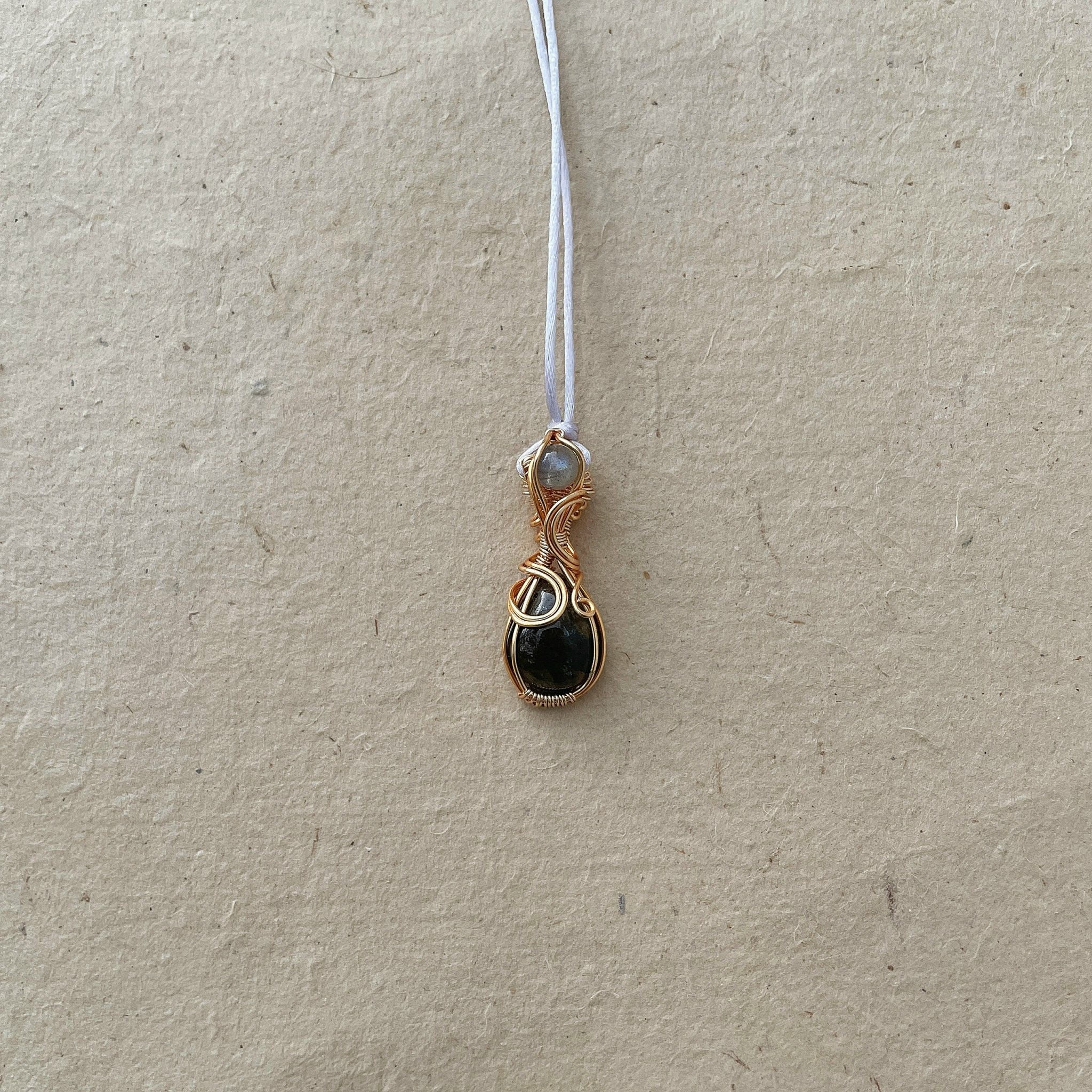 Gemstone Wire Wrapped Pendant - Gold Color
