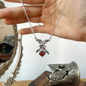 Affection 925 Silver Necklace in Garnet / Aquamarine