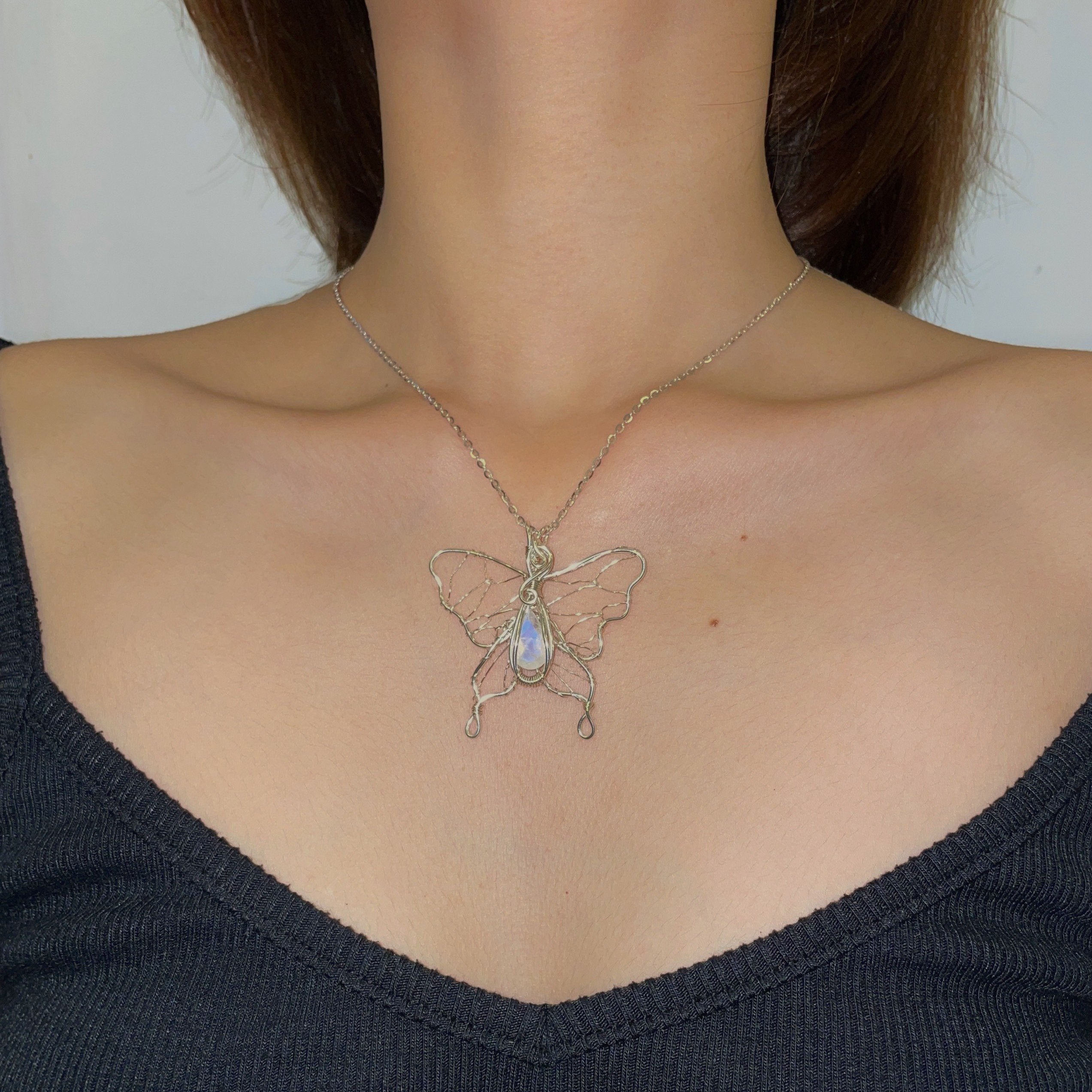 Wire Wrapped Natural Stone Necklace