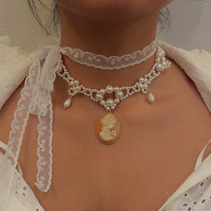 Cameo Pearl Necklace