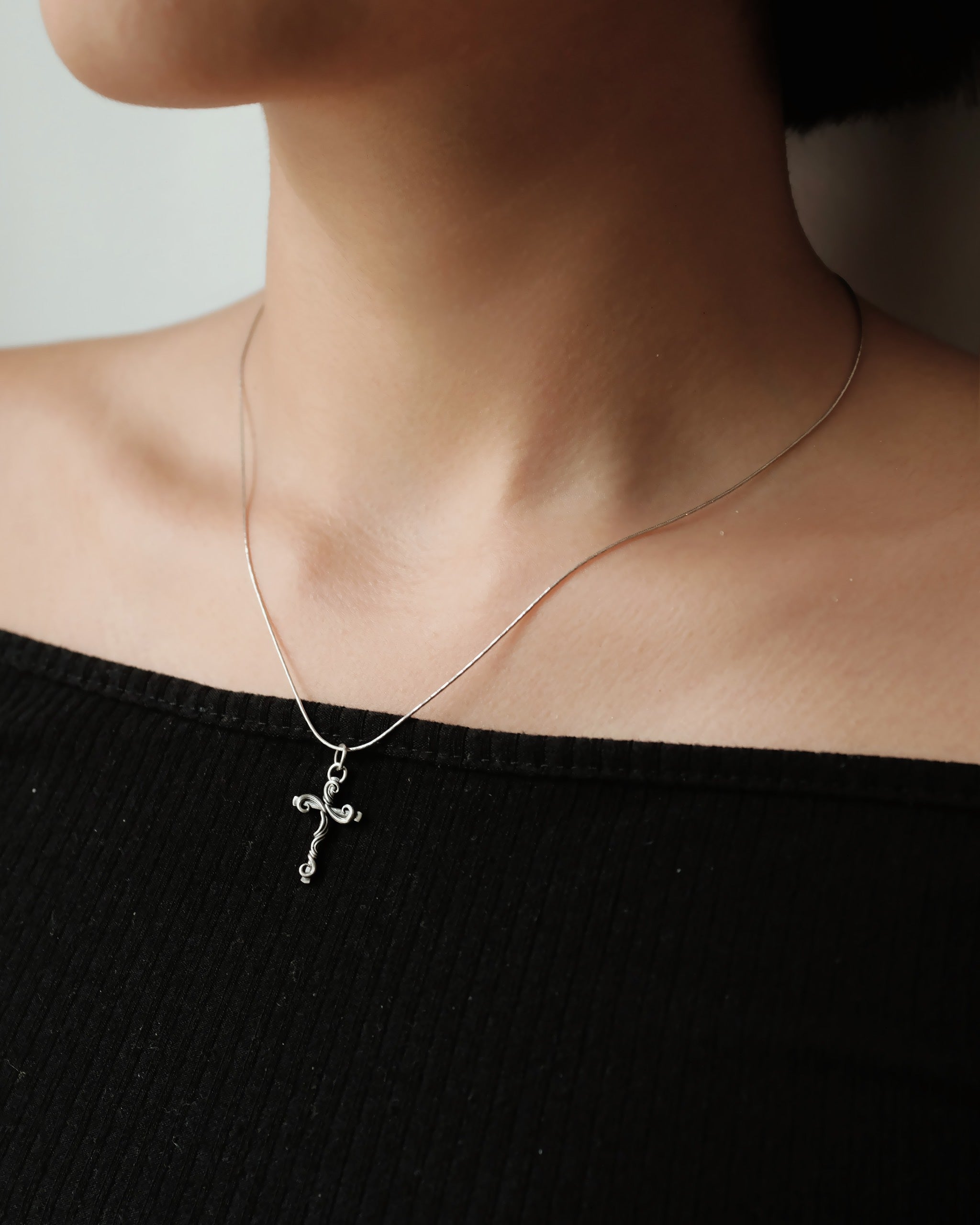 Wavy Cross Silver Pendant