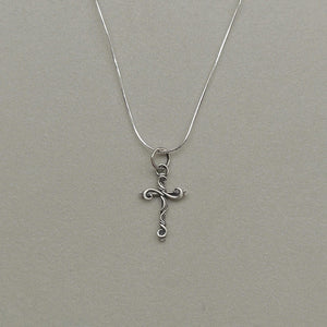 Wavy Cross Silver Pendant