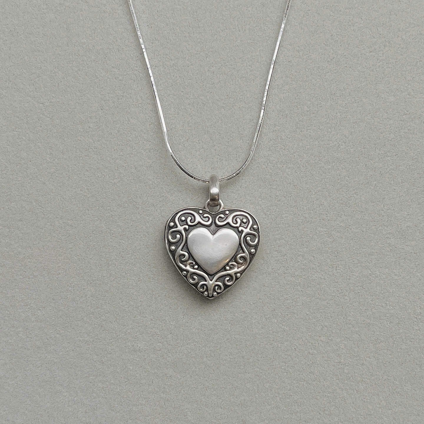 Silver Heart Locket Pendant Necklace