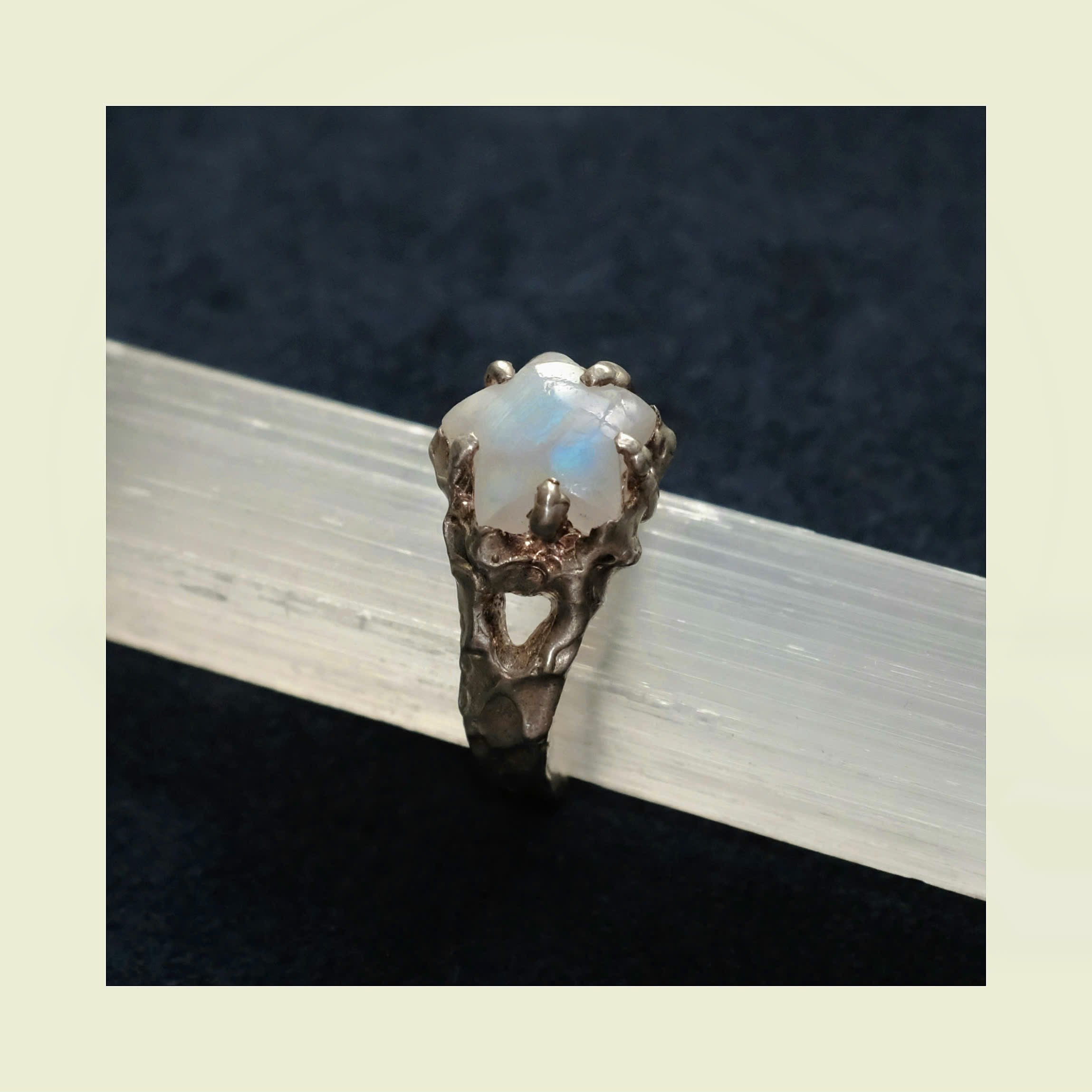 Moonstone Star Silver Ring