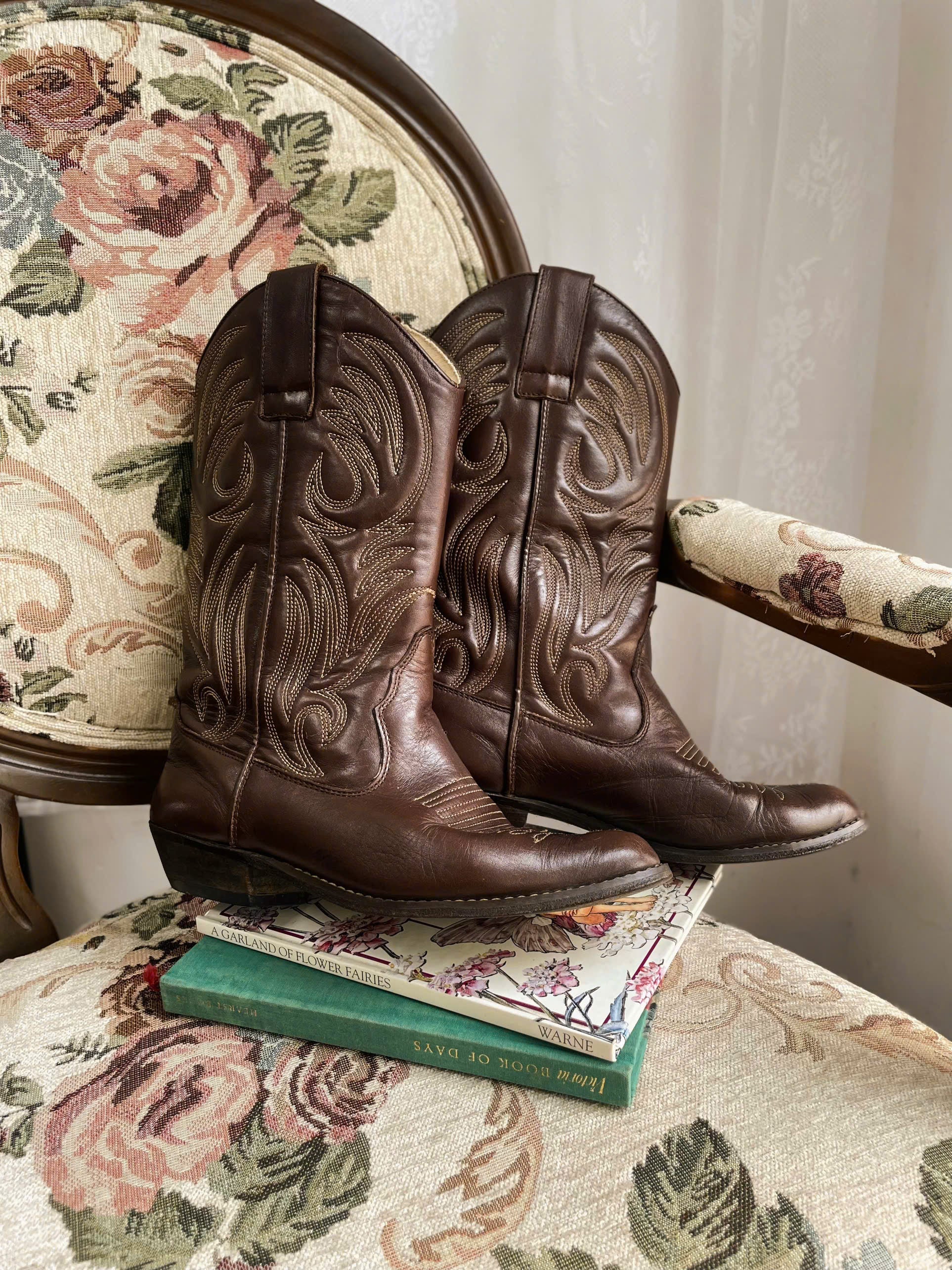 Vintage Leather Cowboy Boots