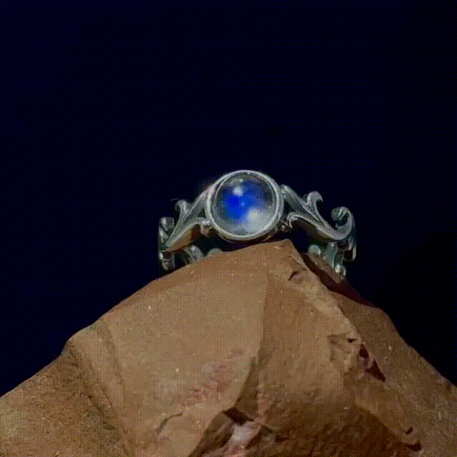 Scroll Moonstone Silver Ring